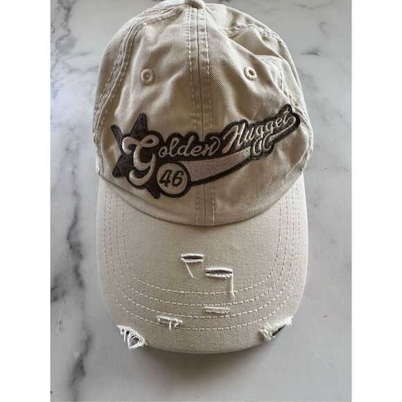 Golden Nugget casino adult unisex cream distressed hat y2k Las Vegas NM baseball - Picture 1 of 5